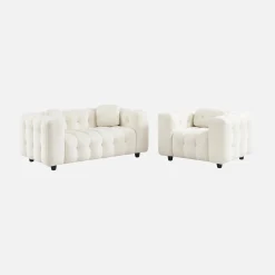 Gepolstertes Sofa mit strukturiertem Bouclé-Bezug, 2-Sitzer