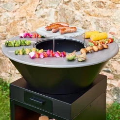 Grill-Feuerschale Ø81,5 cm, Grillrost, Holzlagerung