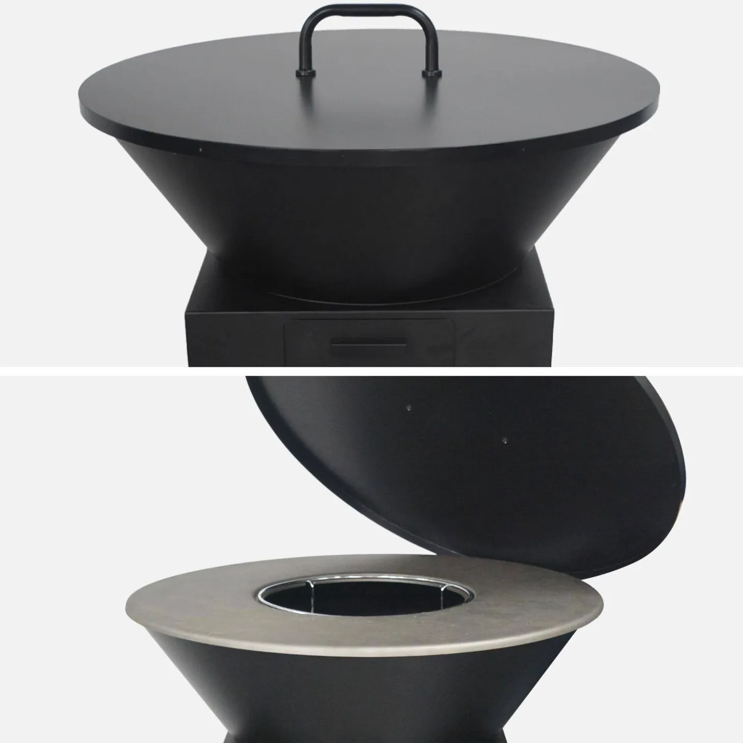 Grill-Feuerschale Ø 81,5 cm mit Grillrost, Stauraum, Deckel und Zubehör