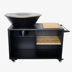 Grill-Feuerschale Ø 80 cm, Servierwagen mit Stauraum und Deckel