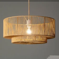 Hängelampe für Indoor mit Rattan-Look Ø 50 cm