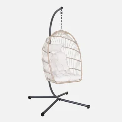 Hängesessel aus Stahl, Rattangeflecht, Polyester