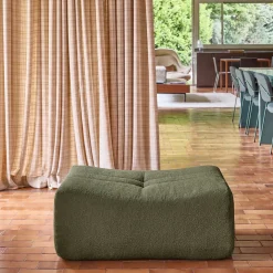 Hocker, Fußhocker mit strukturiertem Bouclé-Bezug für Sessel und Sofas