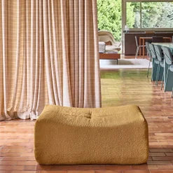 Hocker, Fußhocker mit strukturiertem Bouclé-Bezug für Sessel und Sofas