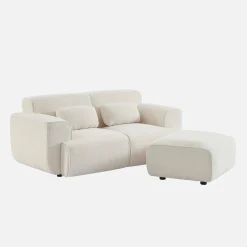 Hocker, Fußstütze für 2-Sitzer-Sofa Wallas Bouclette