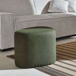 Hocker in Kieselsteinform mit Stoffbezug