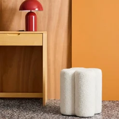 Hocker Kleeblatt Bouclé