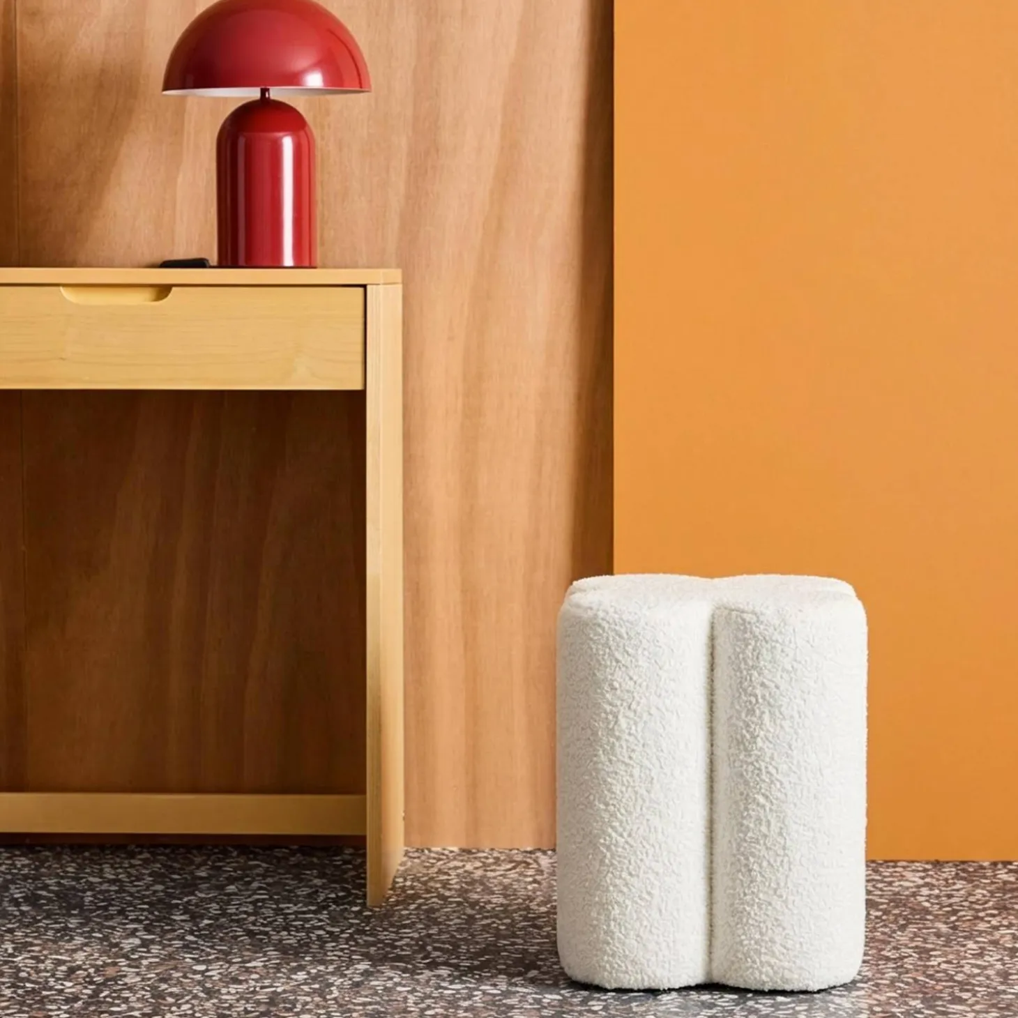 Hocker Kleeblatt Bouclé