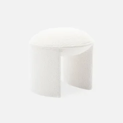 Hocker mit Bezug aus strukturiertem Bouclé