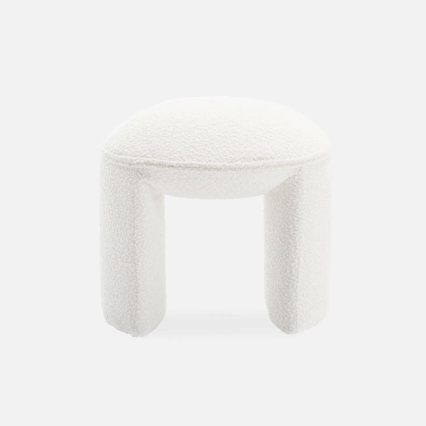 Hocker mit Bezug aus strukturiertem Bouclé