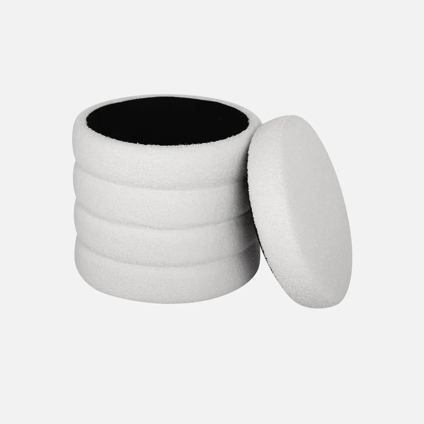 Hocker mit Stauraum und Bouclé-Bezug