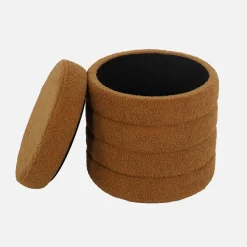 Hocker mit Stauraum und Bouclé-Bezug