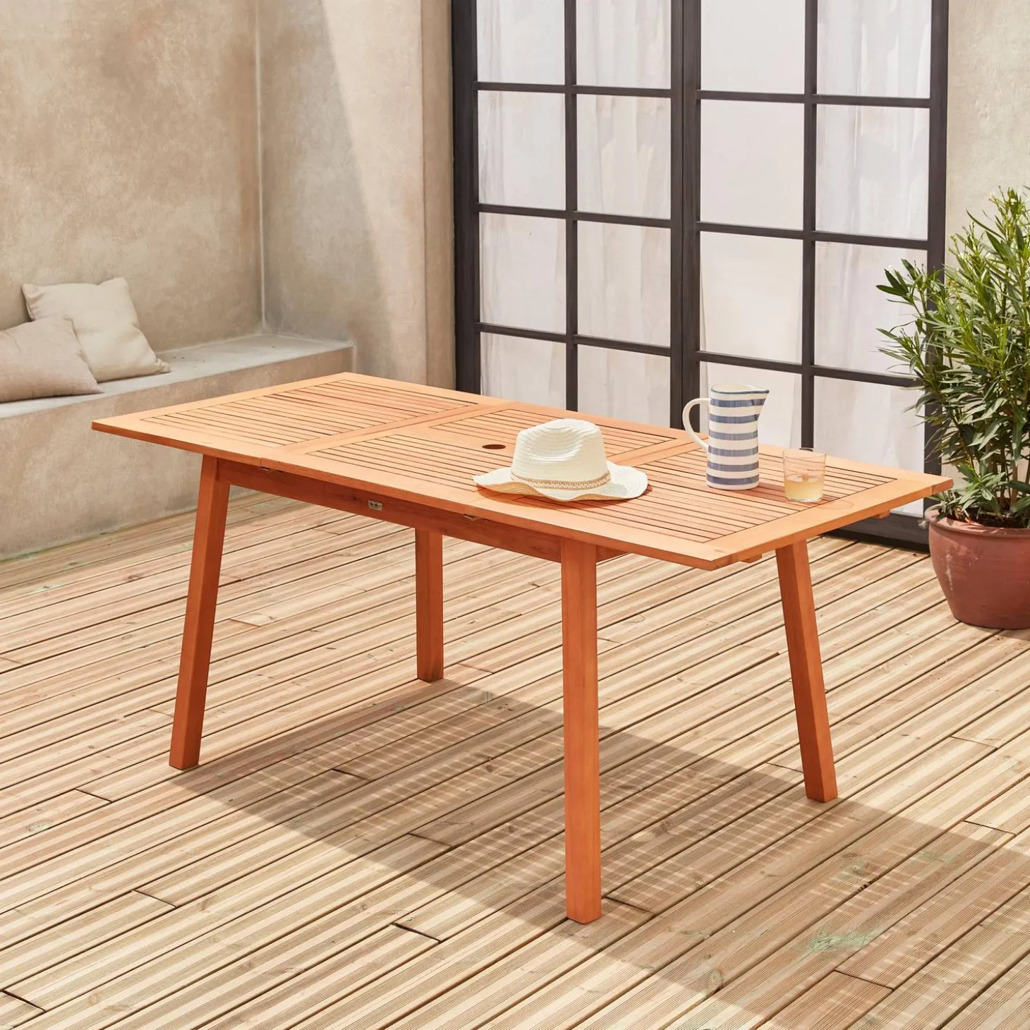 Holz-Gartentisch mit Verlängerung 120-180cm