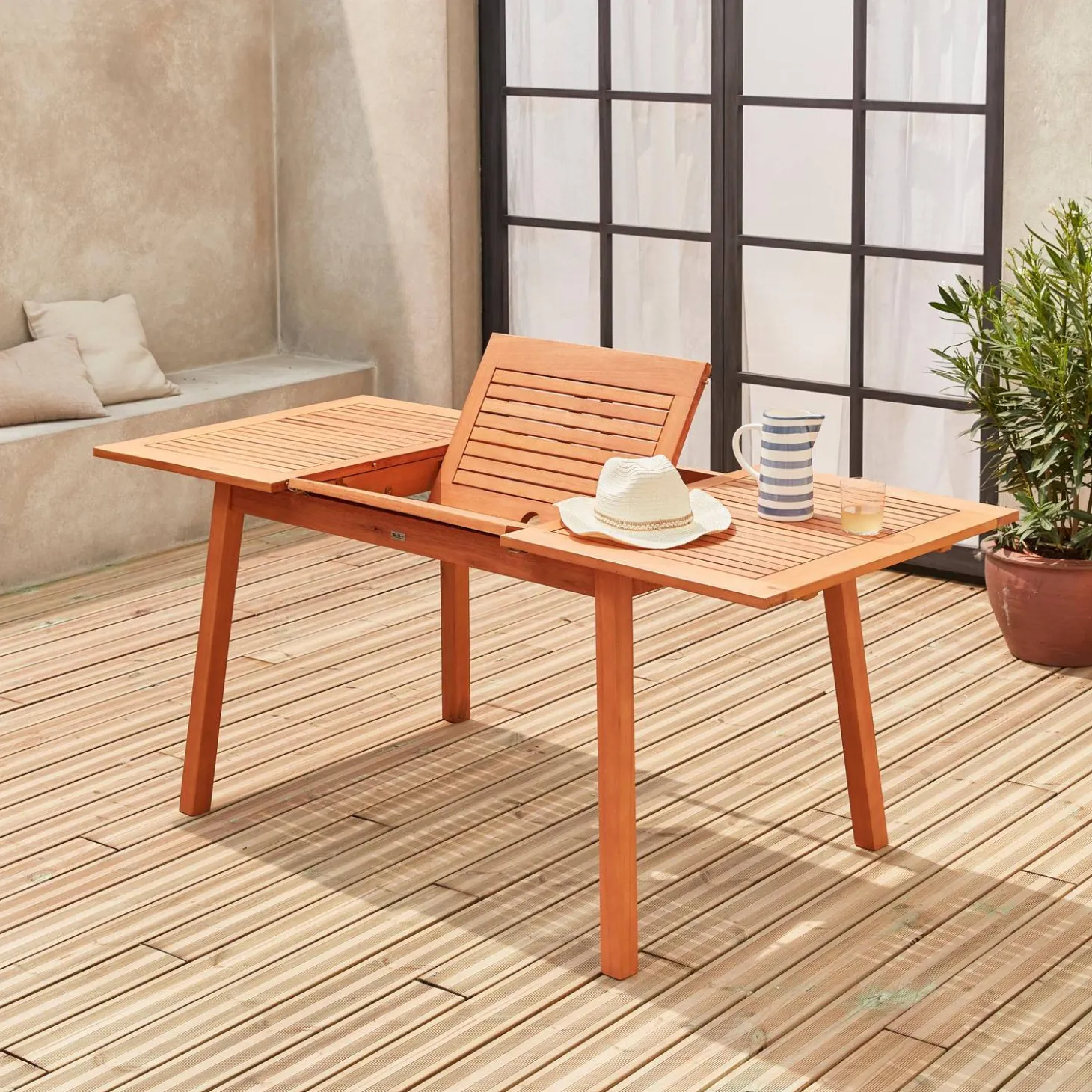 Holz-Gartentisch mit Verlängerung 120-180cm