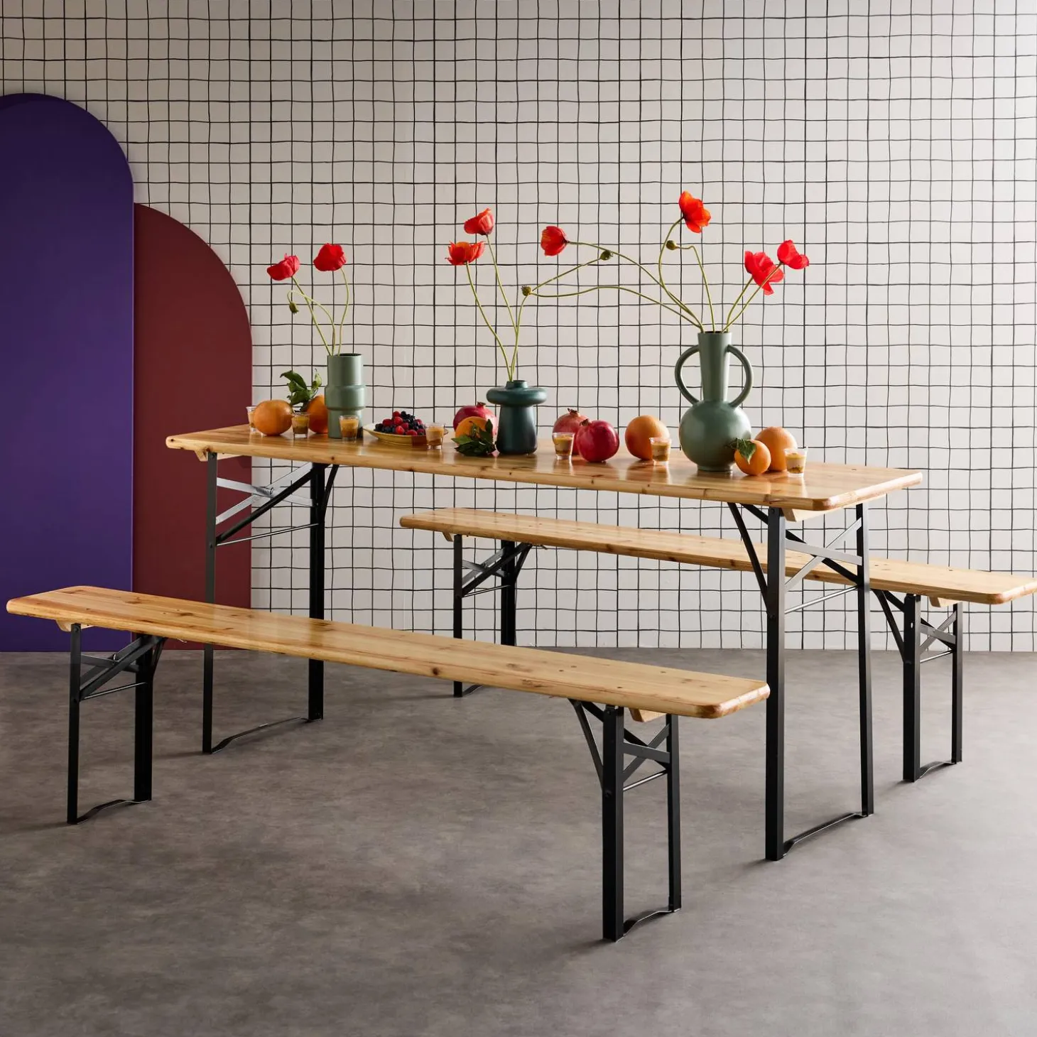 Holztisch mit 2 Sitzbänken 180cm