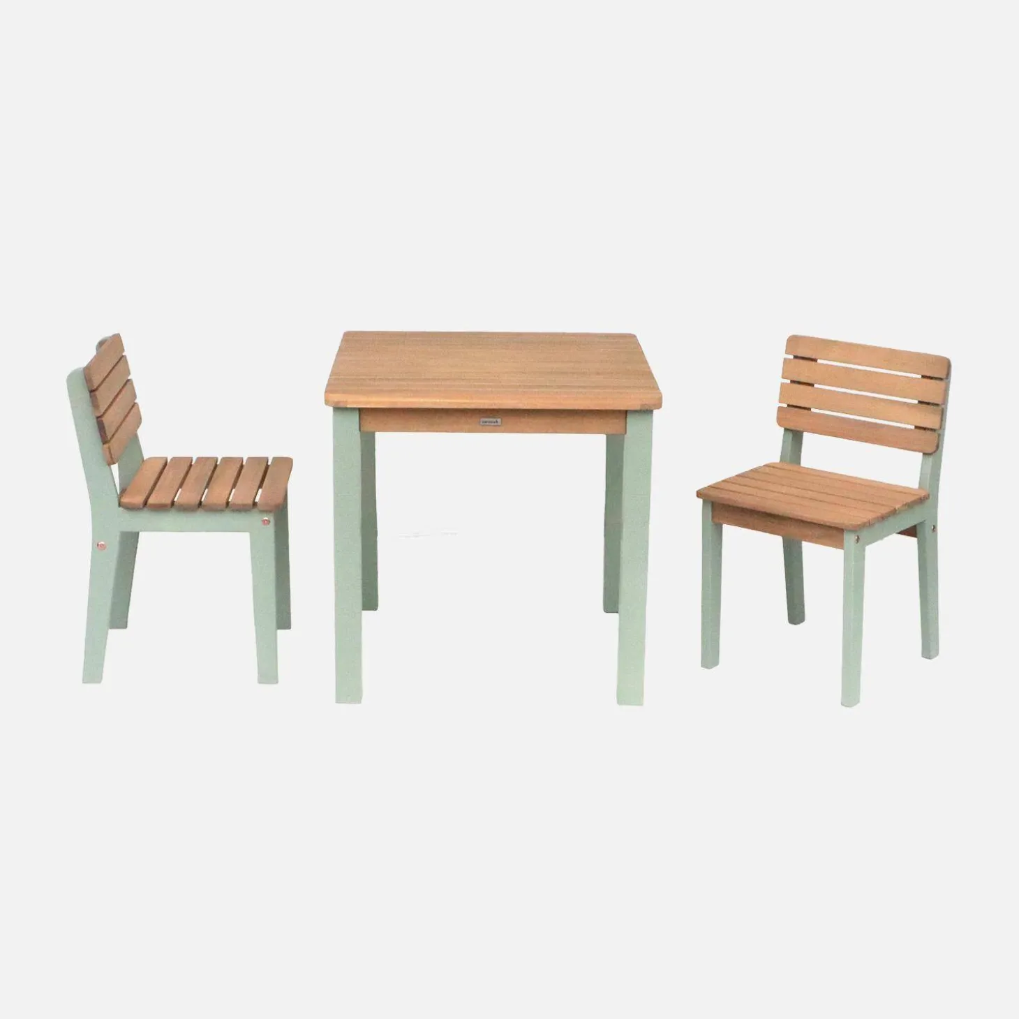 Holztisch + 2 Stühle für Kinder für drinnen / draußen