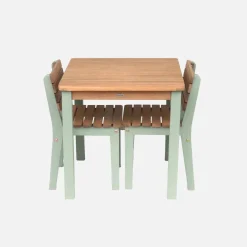 Holztisch + 2 Stühle für Kinder für drinnen / draußen