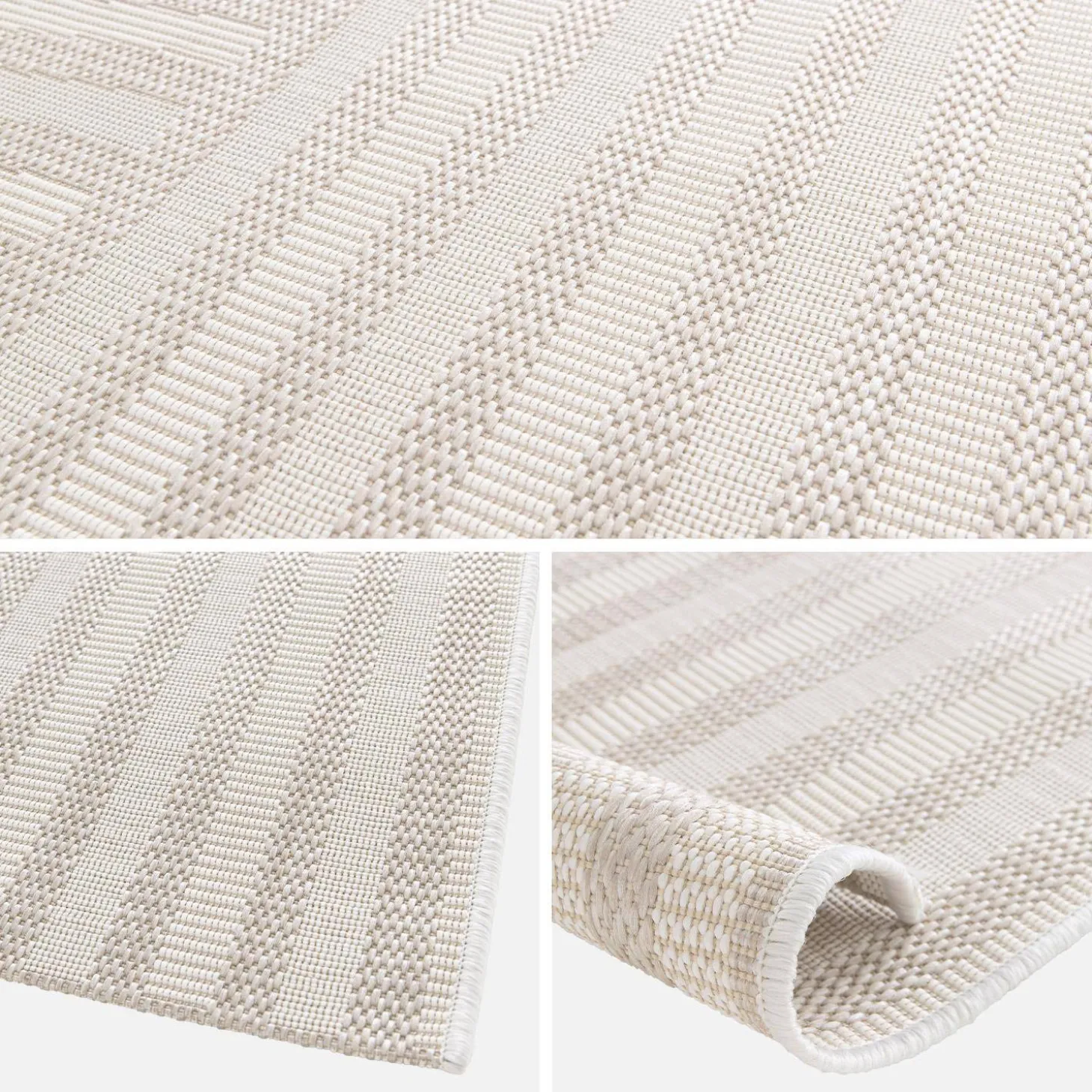 Indoor / Outdoor Teppich mit Bogenmuster beige, 100% recyceltes Polyester