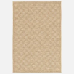 Indoor / Outdoor Teppich mit Jute-Optik in Naturfarbe mit Schachbrettmuster
