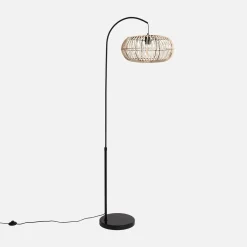 Indoor-Stehlampe mit natürlichem Rattan H 170cm