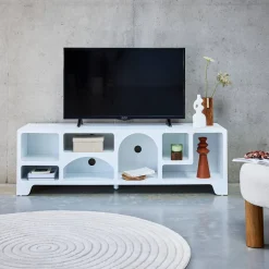Indoor Teppich Kreismuster mit Relief cremefarben