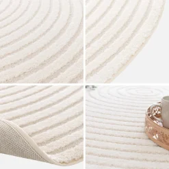 Indoor Teppich Kreismuster mit Relief cremefarben