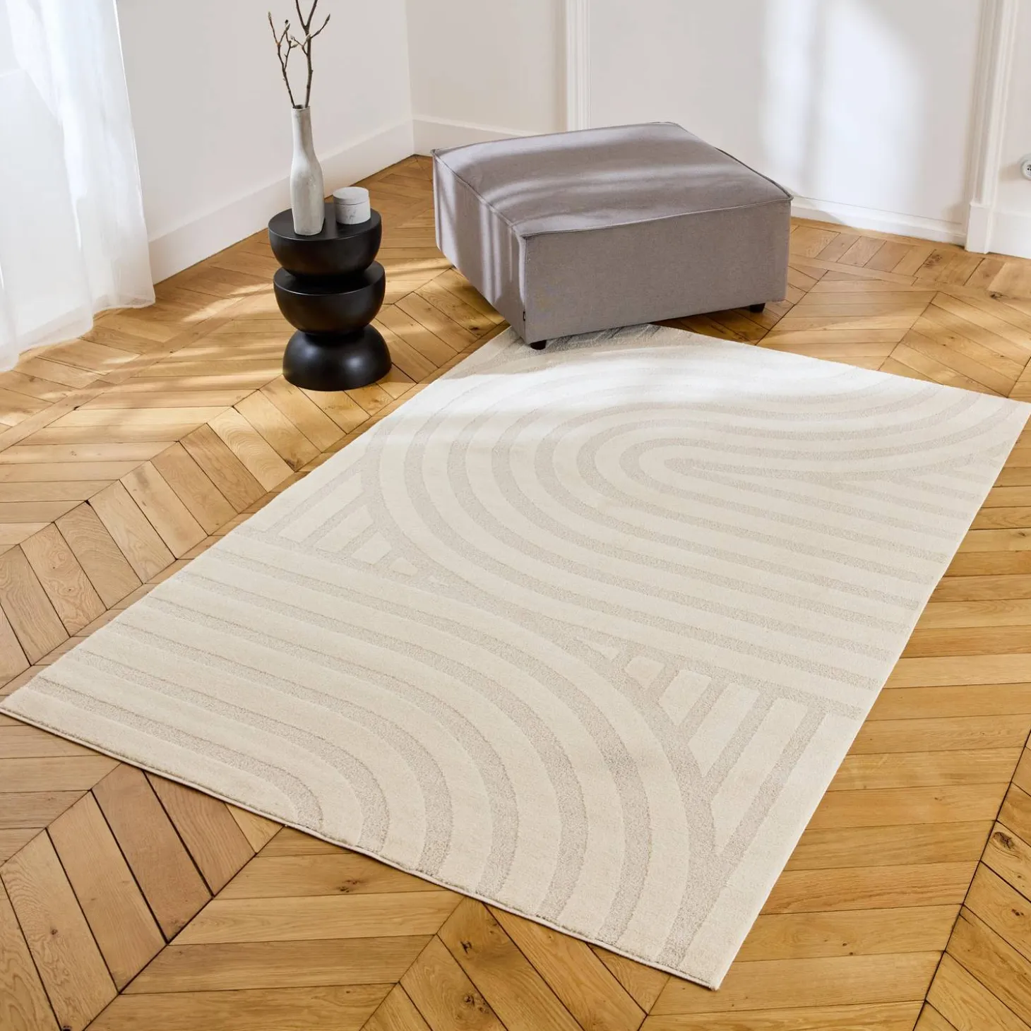 Indoor-Teppich mit Bogenmuster cremefarben
