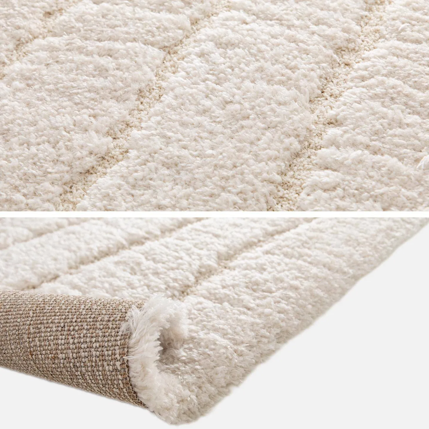 Indoor-Teppich mit cremefarbenem Streifenmuster