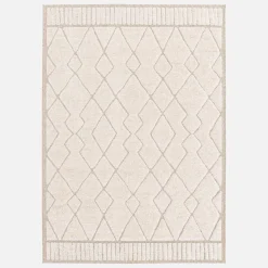 Indoor Teppich mit ethnischem Berbermuster, beige und cremefarben
