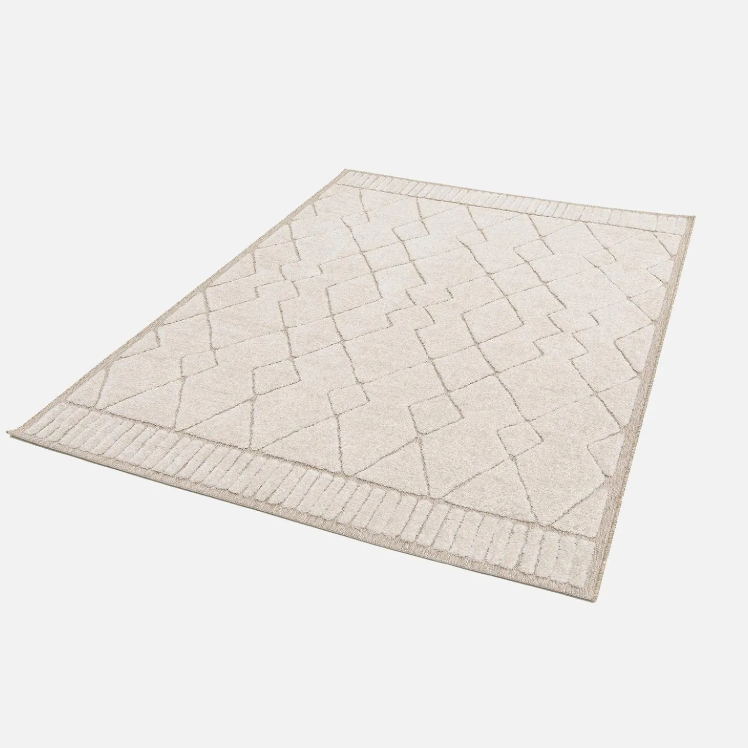 Indoor Teppich mit ethnischem Berbermuster, beige und cremefarben