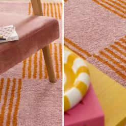 Indoor-Teppich orange und rosa kariert