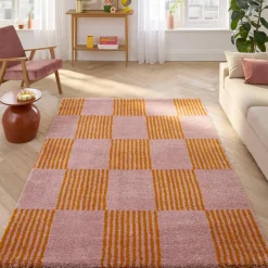 Indoor-Teppich orange und rosa kariert