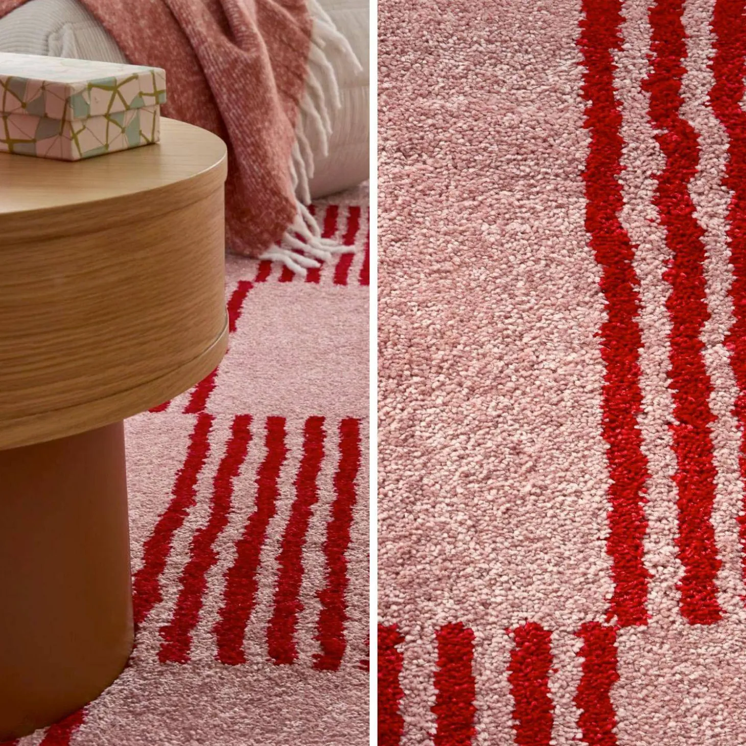 Indoor-Teppich rot und rosa kariert