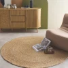 Indoor Teppich rund aus Jute, naturfarben