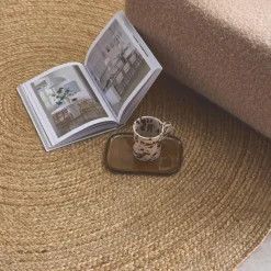Indoor Teppich rund aus Jute, naturfarben