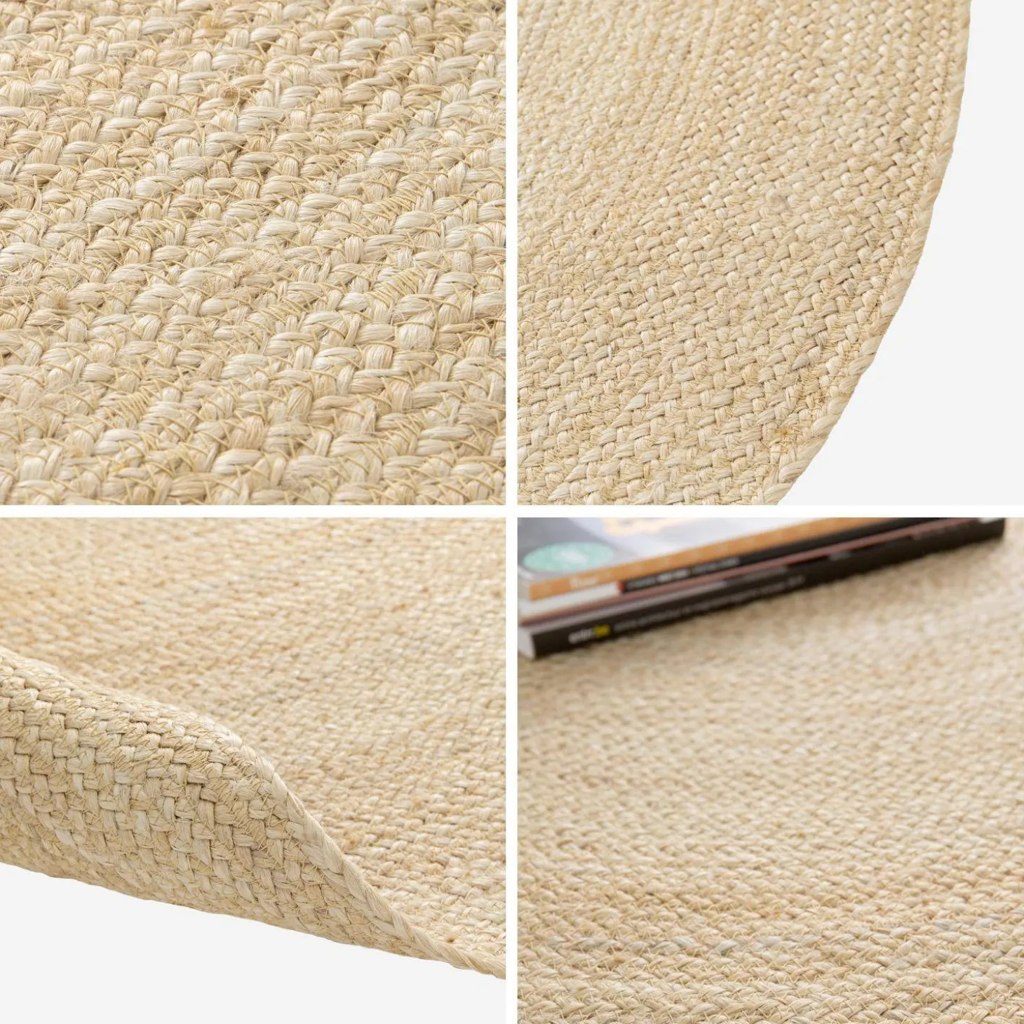 Indoor Teppich rund aus Jute, naturfarben