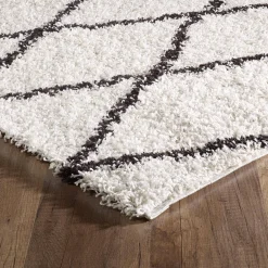 Indoor Teppich Shaggy, Berber-Stil, weiß und schwarz