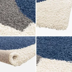 Indoor Teppich Shaggy, geometrisches Muster, mehrfarbig