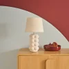 Indoor Tischlampe aus Keramik und Bouclé H 45 cm