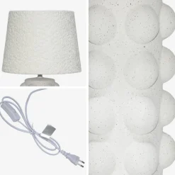 Indoor Tischlampe aus Keramik und Bouclé H 45 cm
