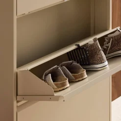 Industrieller Schuhschrank aus Metall mit 3 Klappfächern