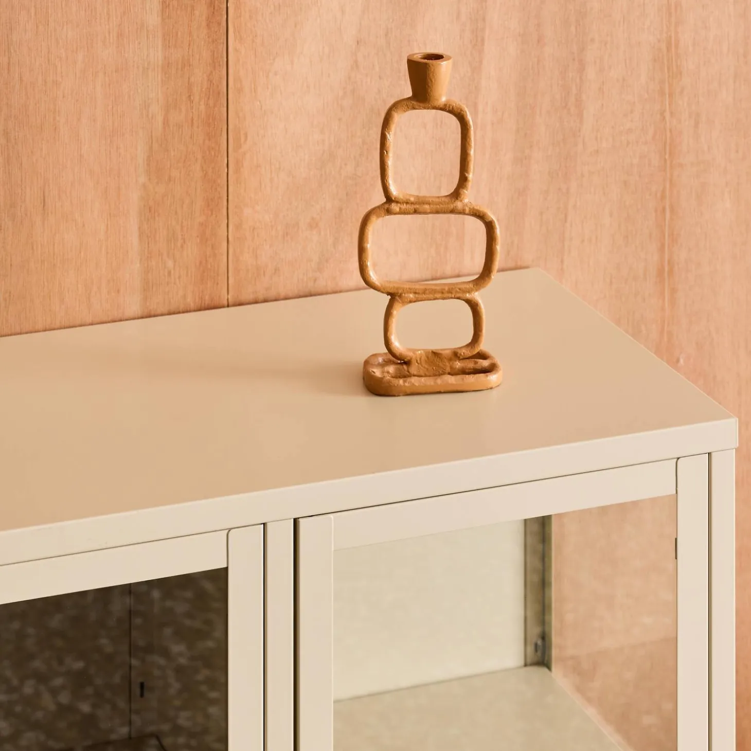 Industrielles Sideboard aus Metall und gehärtetem Glas mit 3 Türen, 100 cm