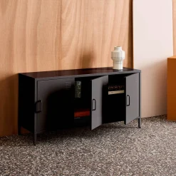 Industrielles TV-Möbel aus Metall mit 3 Türen, 120 cm
