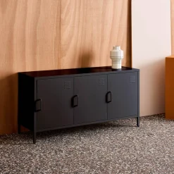 Industrielles TV-Möbel aus Metall mit 3 Türen, 120 cm