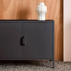 Industrielles TV-Möbel aus Metall mit 3 Türen, 120 cm