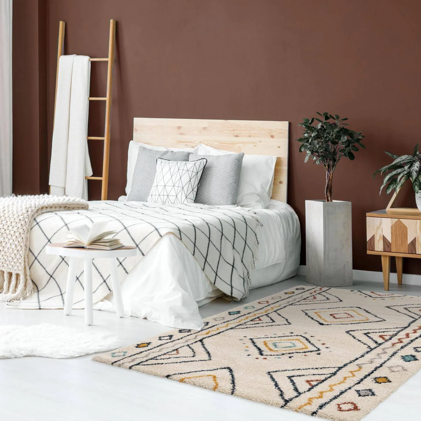 Innenteppich im Berber-Stil creme, blau und orange
