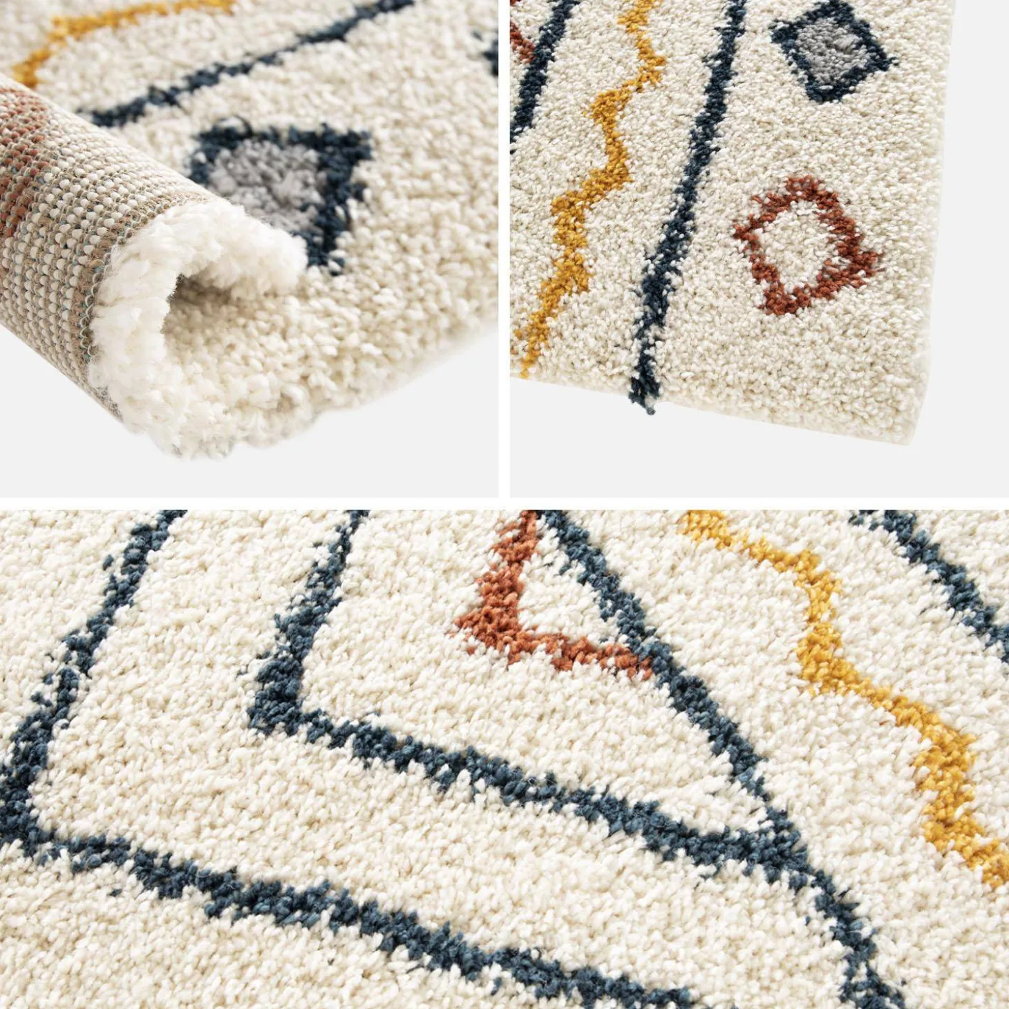 Innenteppich im Berber-Stil creme, blau und orange