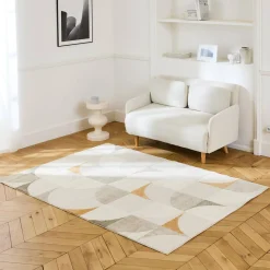 Innenteppich mit Retro-Muster cremefarben