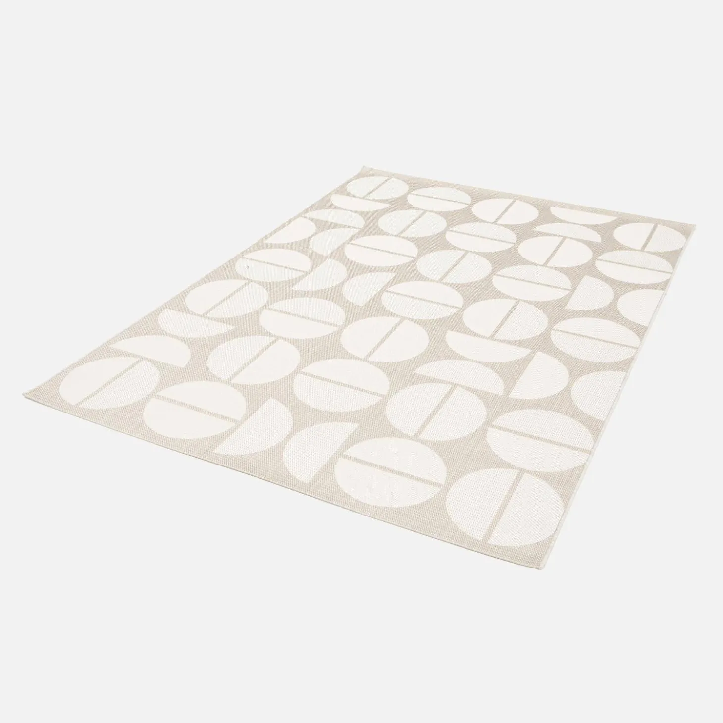 In-/Outdoor-Teppich mit geometrischen Mustern in creme und beige