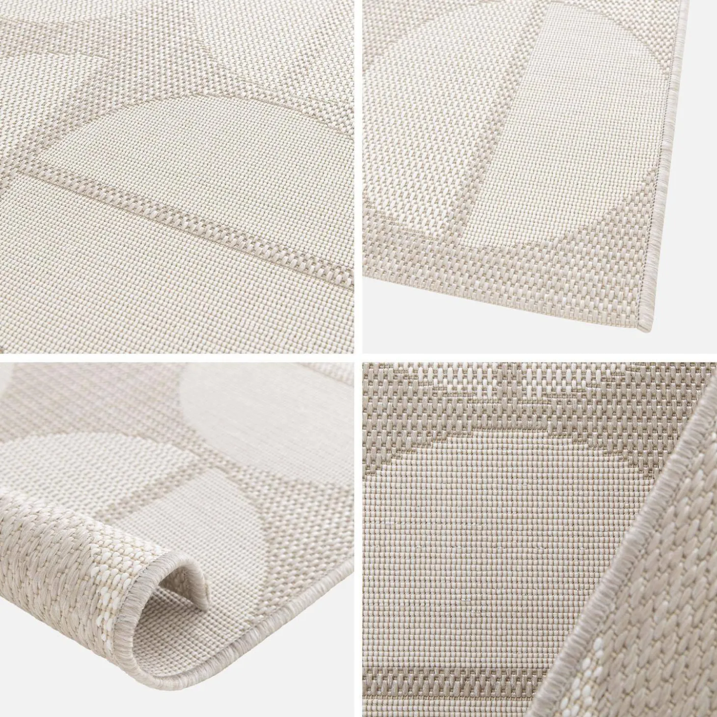 In-/Outdoor-Teppich mit geometrischen Mustern in creme und beige